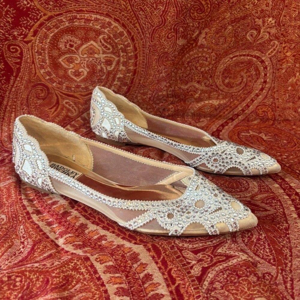BAGDLEY MISCHKA  Women's  GIGI  Crystal Pointed Toe Sparkly Party Flats  US 8.5